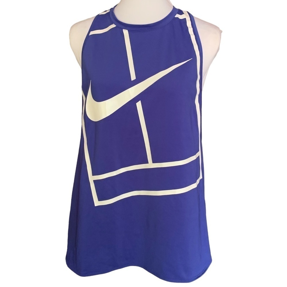 Nike Court Tennis Baseline Tank Purple Racerback Court Logo Sz M